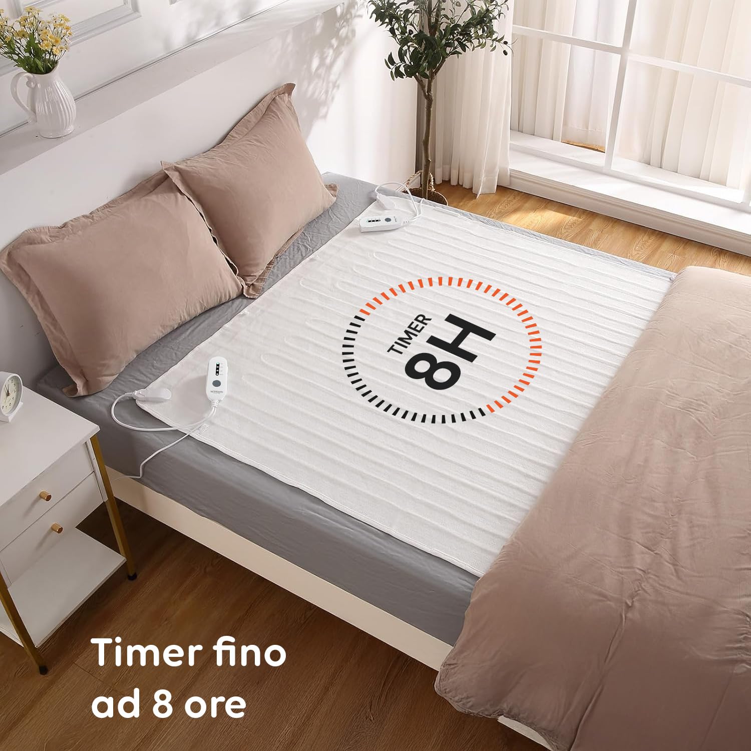 Wintem Comfy+ Coprimaterasso termico Scaldaletto coperta termica elettrica con 4 livelli di temperatura e Timer 8h, Matrimoniale 160x140cm