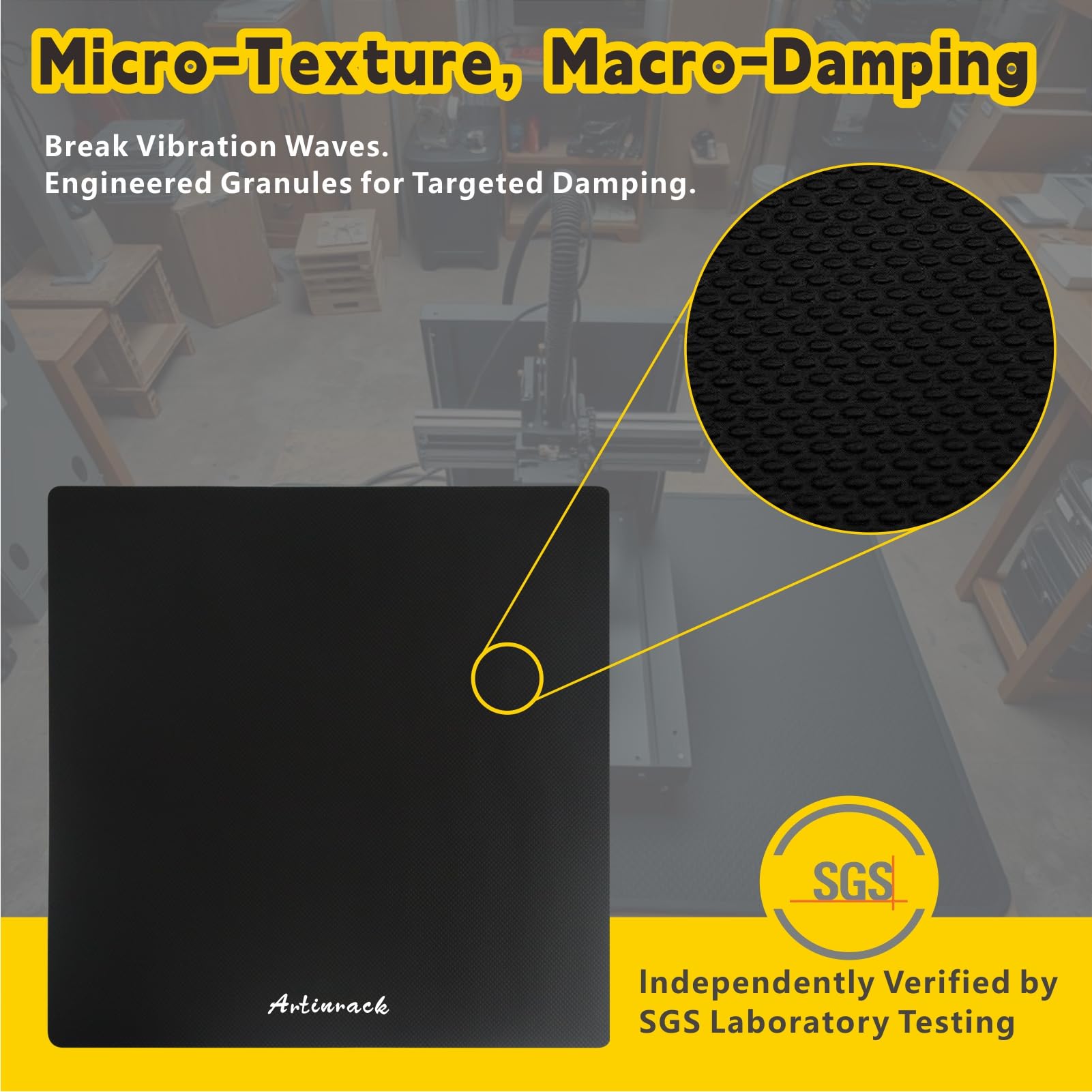 Juego de almohadillas antivibración de alto rebote, 2 alfombrillas amortiguadoras de vibraciones para reducción de ruido y mayor precisión de impresión, alfombrilla base de 22 x 22 pulgadas para