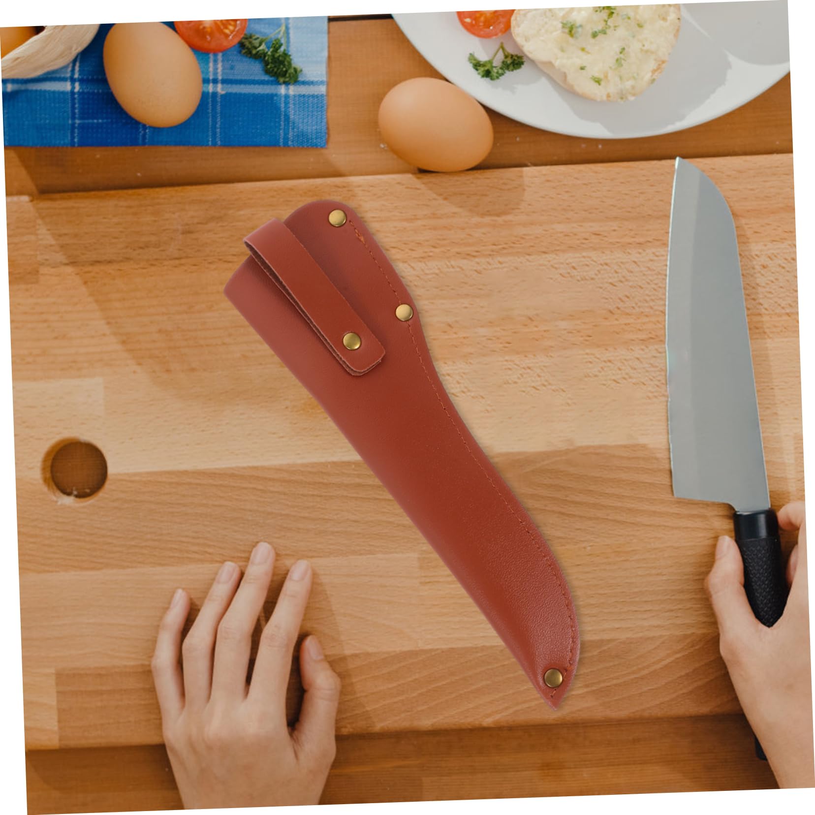 STOBAZA 2Pcs Leather Cutter Protector Chef Covers for Kitchen Supplies Convenient Scabbard Guard for Indoor Outdoor Use Space Saving Design Extends Cutter Life Random Color