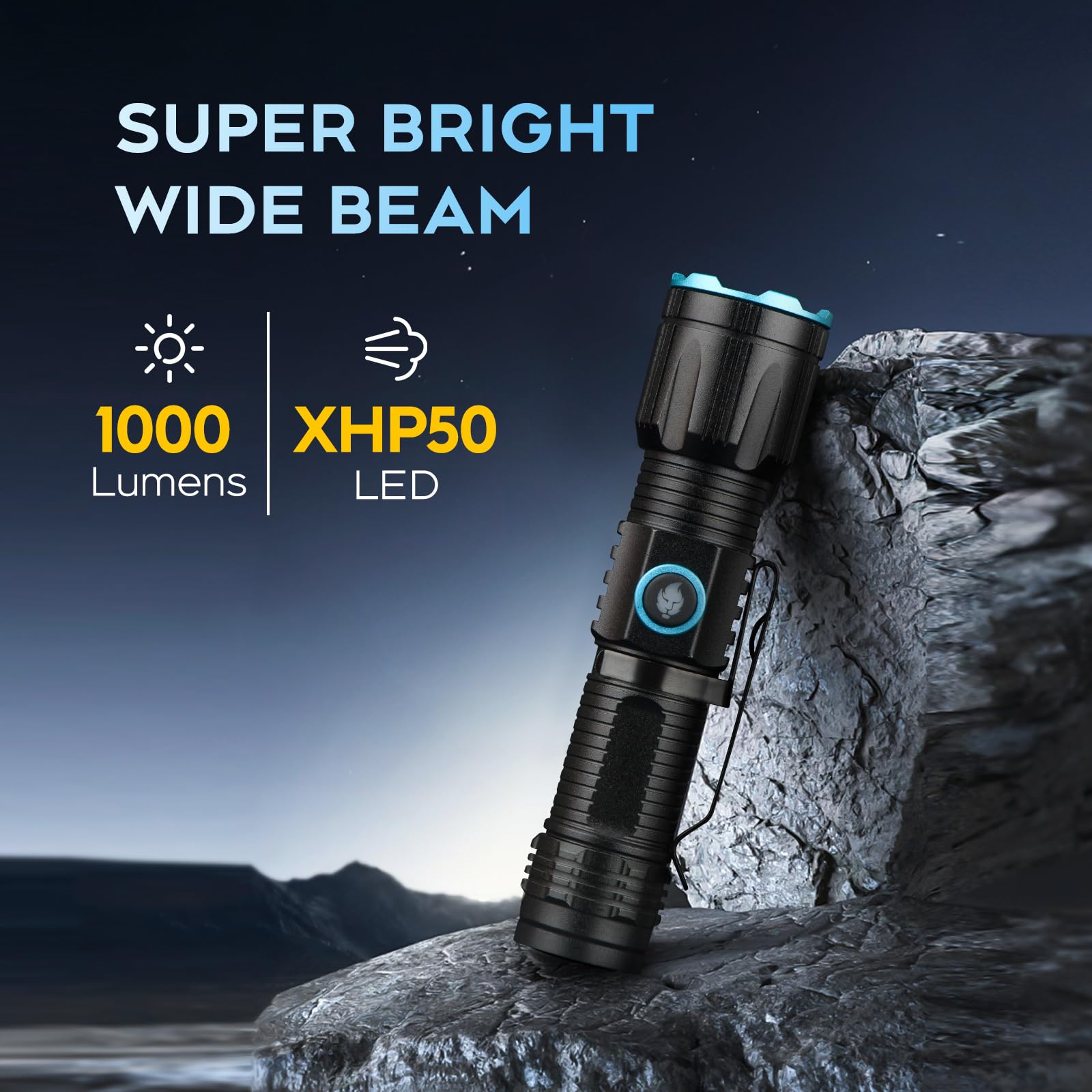 ULTRAFIRE Lot de 2 lampes de poche porte-clés 1000 lumens avec clip, petite lampe de poche rechargeable avec queue magnétique, mini lampe de poche EDC zoomable pour l'extérieur et les urgences
