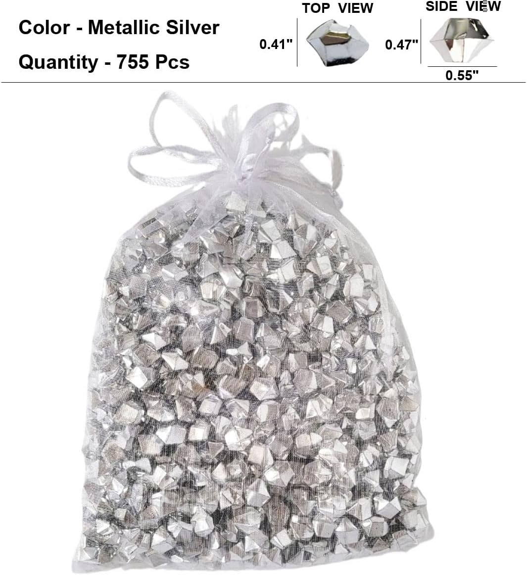 AiFanS Silver Nuggets - Perfect for Table Scatter Decoration or Vase Filler (Pack of 755 Pieces)