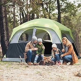 UNP Tents for Camping 6 Person Tent for Family Waterproof Windproof Easy Setup Cabin Tent, Upgraded Ventilation 5 Large Mesh Windows 10\'x9\'x78inch(H)