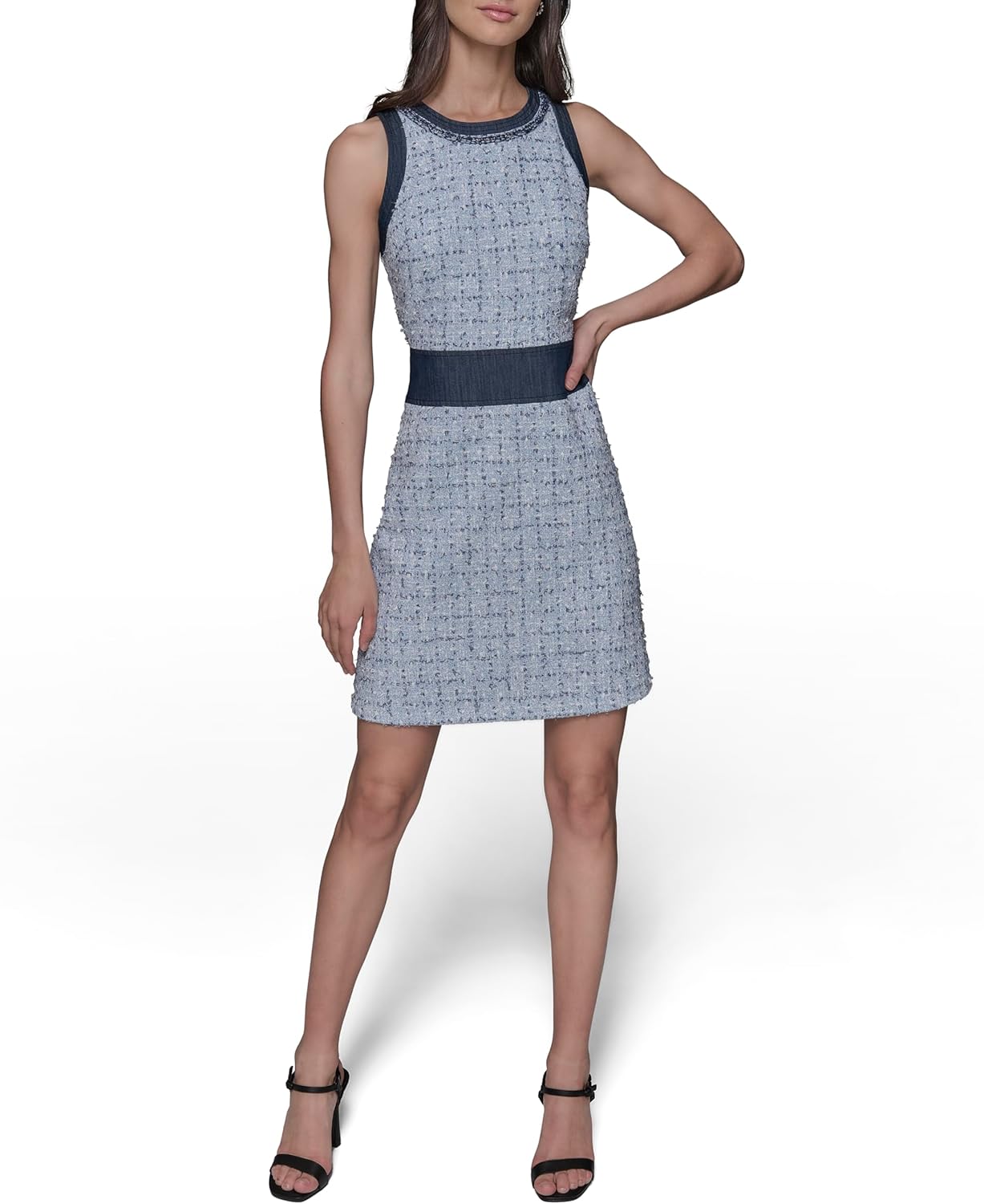 Karl Lagerfeld Womens Fancy Scoop Neck Sleeveless Mini Dress - Image 2