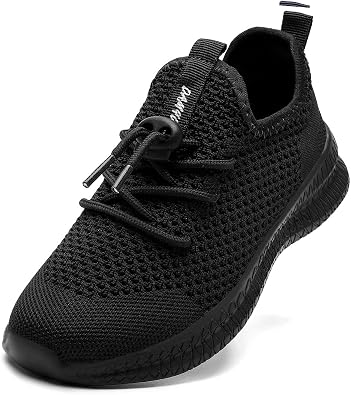 Boy Shoes Kids Tennis Shoes Walking Running Sneakers Girls Child Athletic Lightweight Breathable Unisex Black Size 1.5 Big Kid