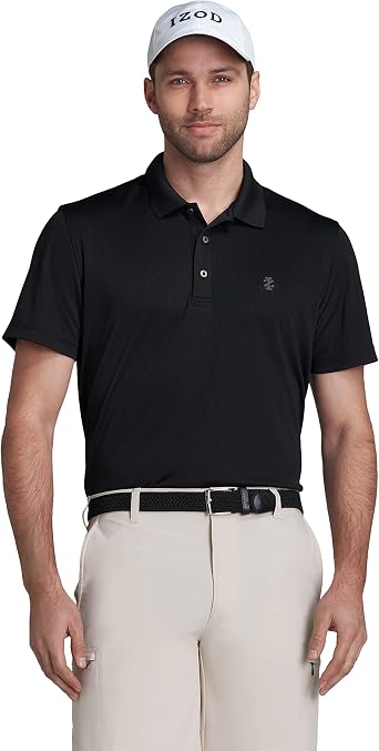 Izod Mens Performance Golf Grid Short Sleeve Stretch Polo Shirt