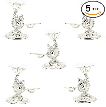 German Silver Peacock Diya with Lotus top, Wedding Favor, Indian Wedding Gift, Decorative Diya, Return Gift, Housewarming Gift, Diwali Gift 5