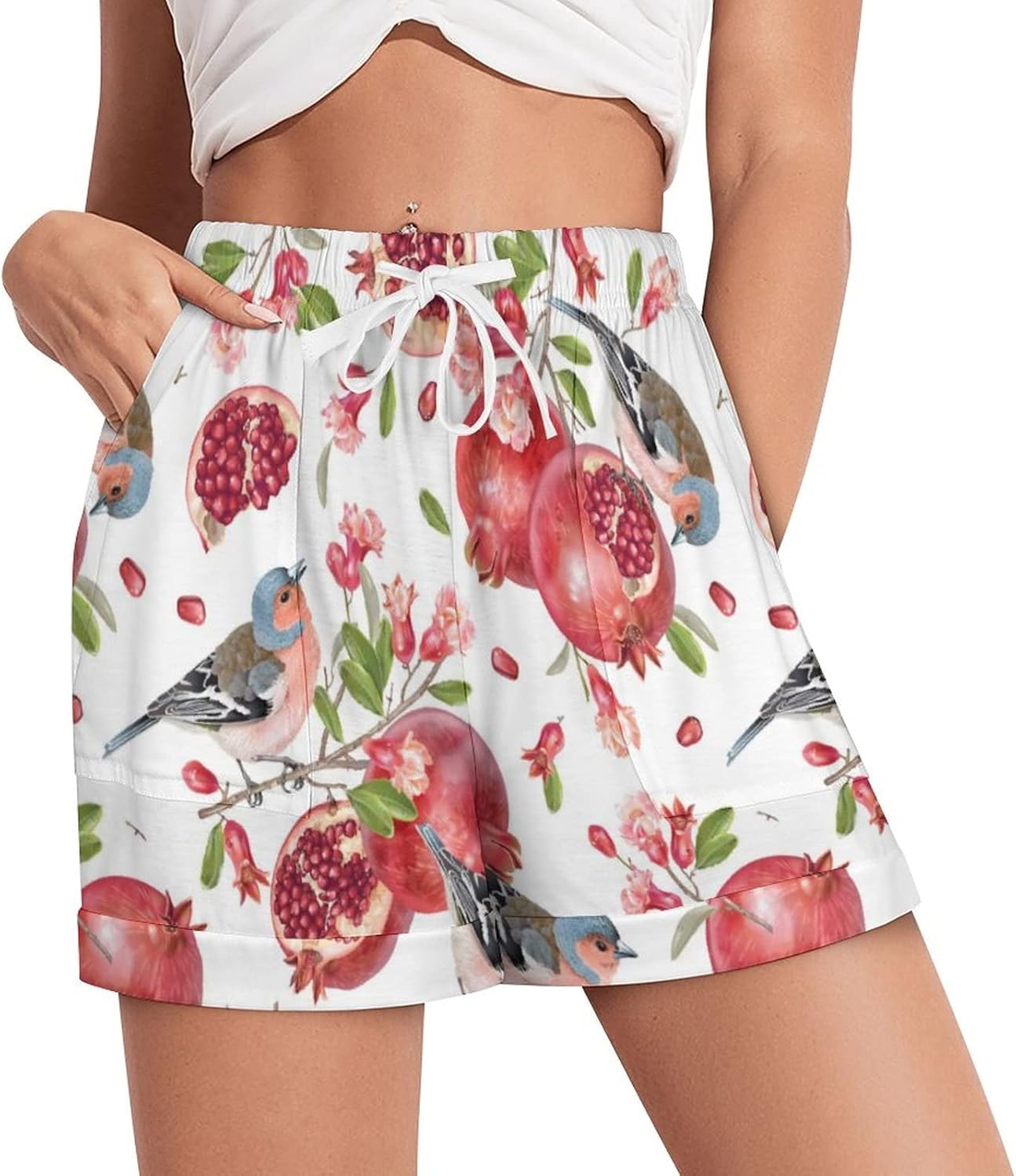 Women Shorts pajama Casual Yoga Athletic High Waist Drawstring Shorts