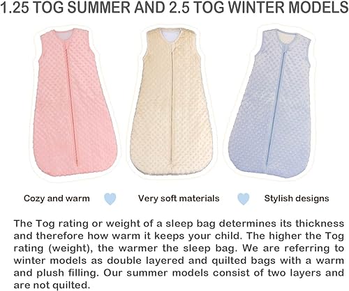 Miniatura 6 de BABYINABAG Saco de dormir y saco de dormir para bebé, diseño de lunares de felpa, 1.25 tog para bebés y niños pequeños (mediano (10-24 meses)
