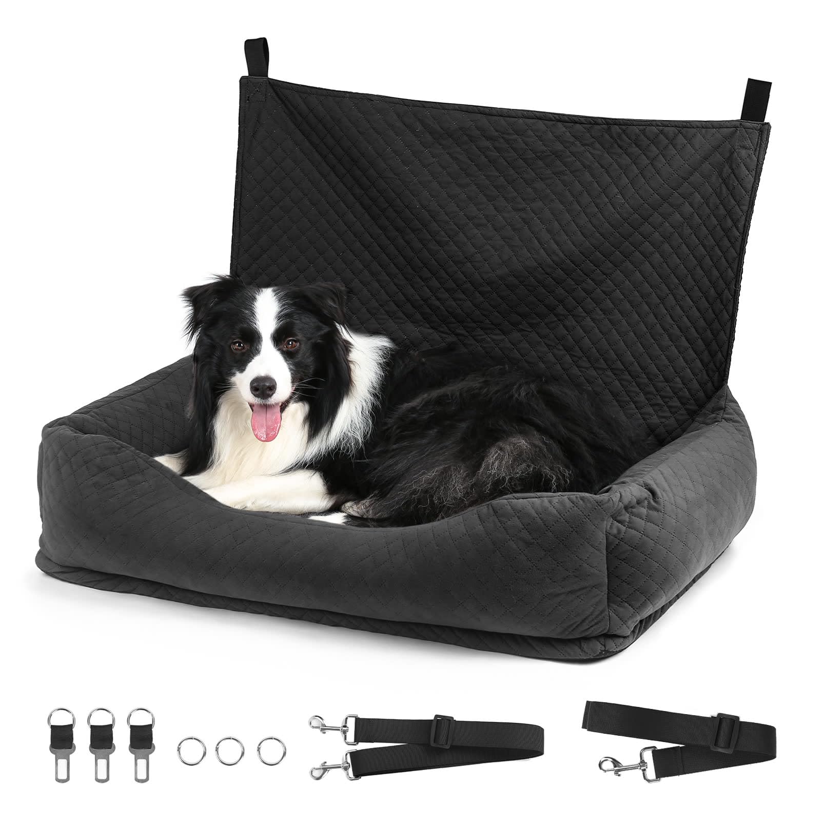 Asiento de Coche para Perros Antideslizante Desmontable Lavable Cómodo Seguro Multifuncional