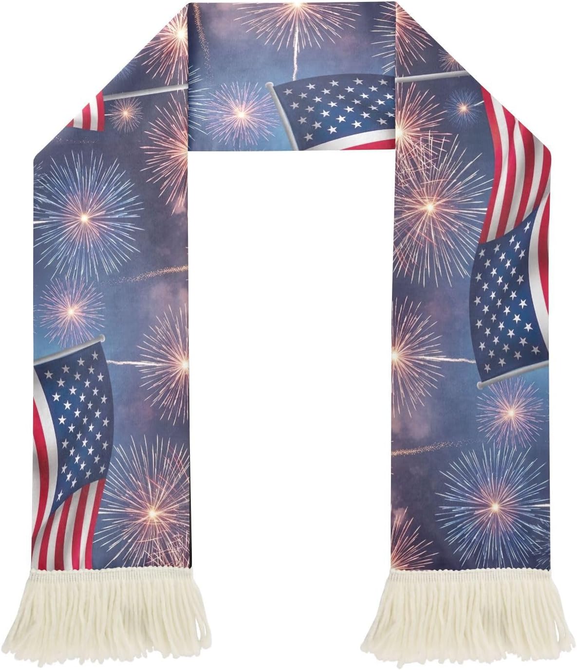 CHIFIGNO Flag Fireworks Sports Fan Scarf, Soft Polyester Cheering Towel Scarf for Soccer Fans, Quick Dry Rally Towel