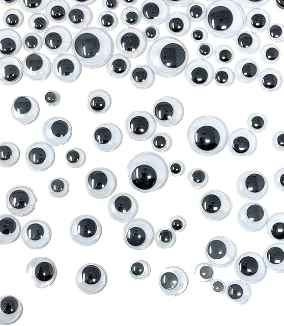 KIDS B CRAFTY Googly Eyes | 200 Googly Eyes Self Adhesive, Stick On Eyes, Googly Googley Eyes, Google Eyes, Eye Stickers, Assorted Sizes 6mm | 8mm | 10mm | 12mm | 14mm | 15mm