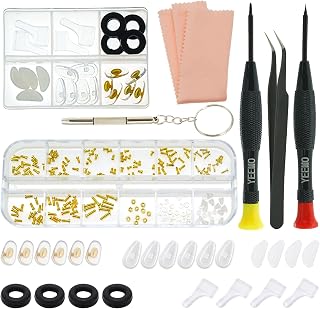 Eyeglass Repair Kit - YEEMO Glasses Repair Kit with Screws (Gold), Eyeglass Nose Pads, Precision Glasses Screwdriver Set: High Compatibility for Eyeglasses, Sunglasses, and Watch Repair