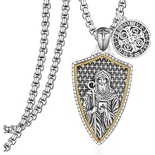 925 Sterling Silver St Michael/St Christopher Pendant Necklace for Men Women Religious Amulets Jewelry Gifts