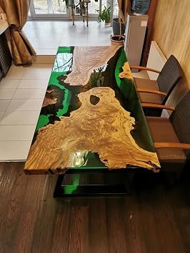 Personalized Large EPOXY Table, Resin Dining Table for 2, 4, 6, 8 River Dining Table Top, Wood Epoxy Coffee Table Top, Living Room Table (16.5 Inches Tall, 24 x 12inches)