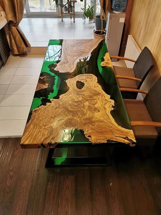 Personalized Large EPOXY Table, Resin Dining Table for 2, 4, 6, 8 River Dining Table Top, Wood Epoxy Coffee Table Top, Living Room Table (16.5 Inches Tall, 24 x 12inches)