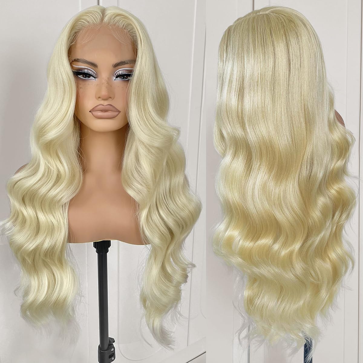 613 Glueless HD Lace Front Wig Pre Plucked Blonde Transparent Lace Frontal Wig Synthetic Long Body Wave Lace Front Wig With Natural Hairline