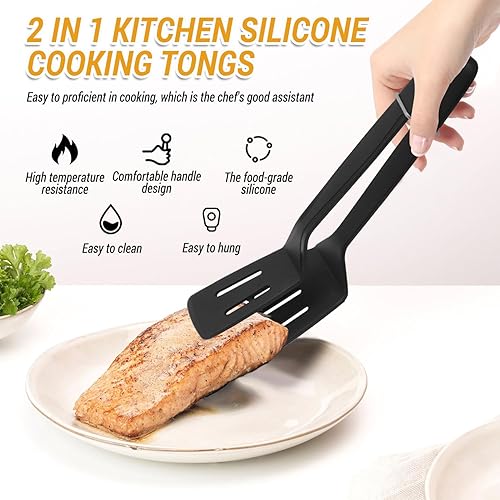 Miniatura 5 de ZTMAK Pinzas de cocina para cocinar, pinzas multiusos de silicona de 11 pulgadas para barbacoa, abrazadera de bistec frito, voltear pescado, cocina,