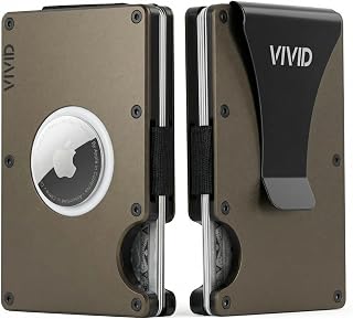 VIVID Wallet for Men Compatible with AirTag - Slim, Modern, RFID Blocking, Scratch Resistant, Credit Card with AirTag Holder, Easy Access Cards, Money Clip, Mens Wallet (Brown)