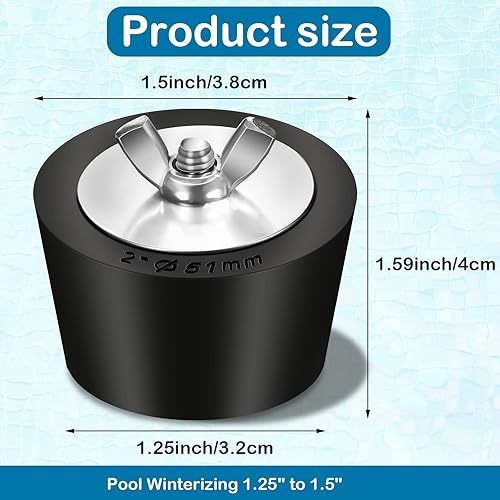 Miniatura 2 de Honoson 2 tapones de 1.25 a 1.5 pulgadas para piscina de invierno de PVCacero, tapones de orificio de goma para piscina, desnatador, expansión de