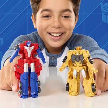 Transformers Crash & Combine Heroes, 3.75-Inch Converting Bumblebee and Optimus Prime Action Figures, Robot Toys for Kids 6 and Up