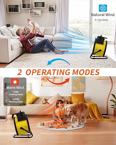 Miniatura 5 de Buyplus Calentadores al aire libre para patio, calentador eléctrico de garaje de 1500 W con ángulo ajustable de 90°, protección contra