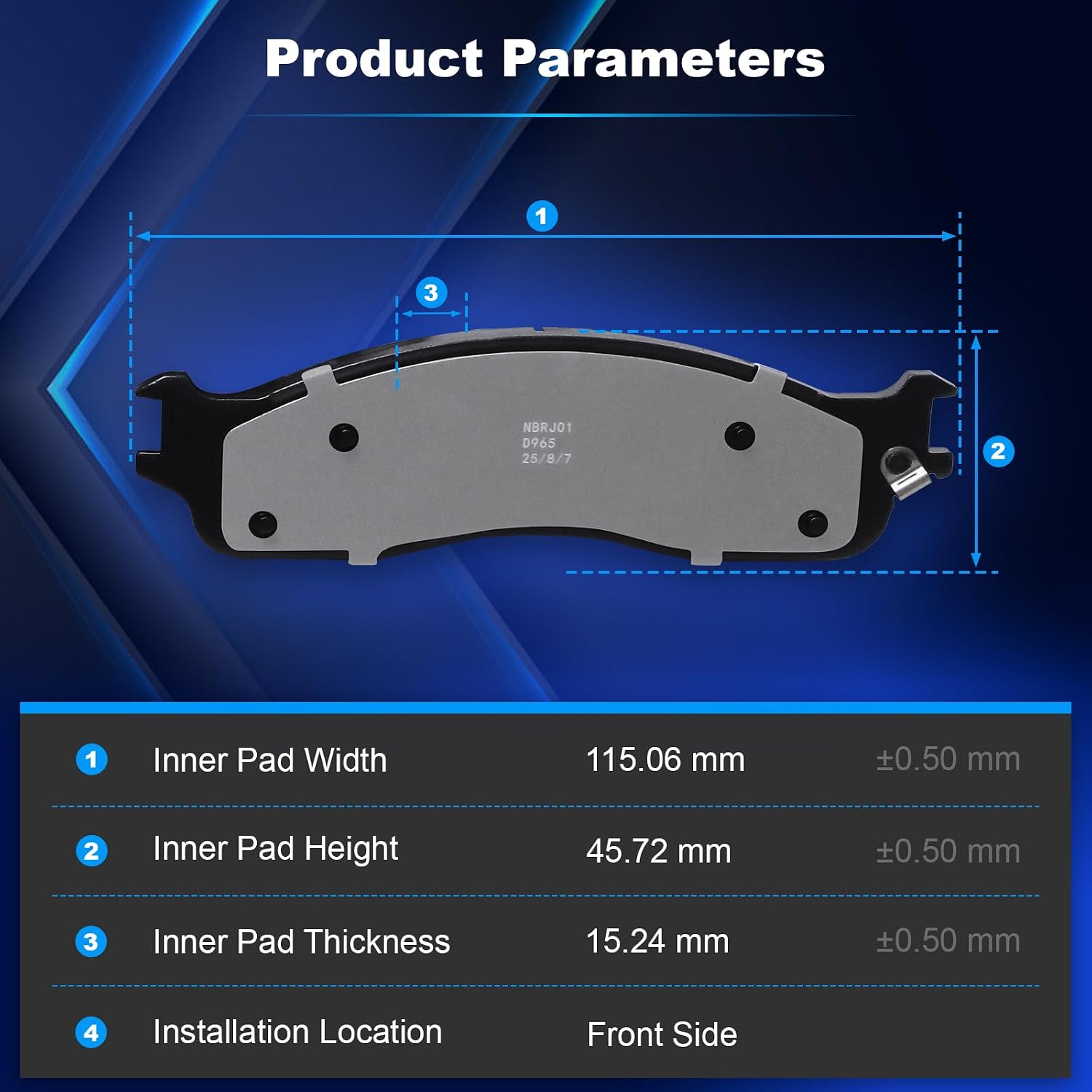 Front Ceramic Brake Pads for Dodge Ram 1500 2006-2008 Ram 2500 2003-2008 Ram 3500 2003 2004 2005 2006 2007 2008 Replace# D965