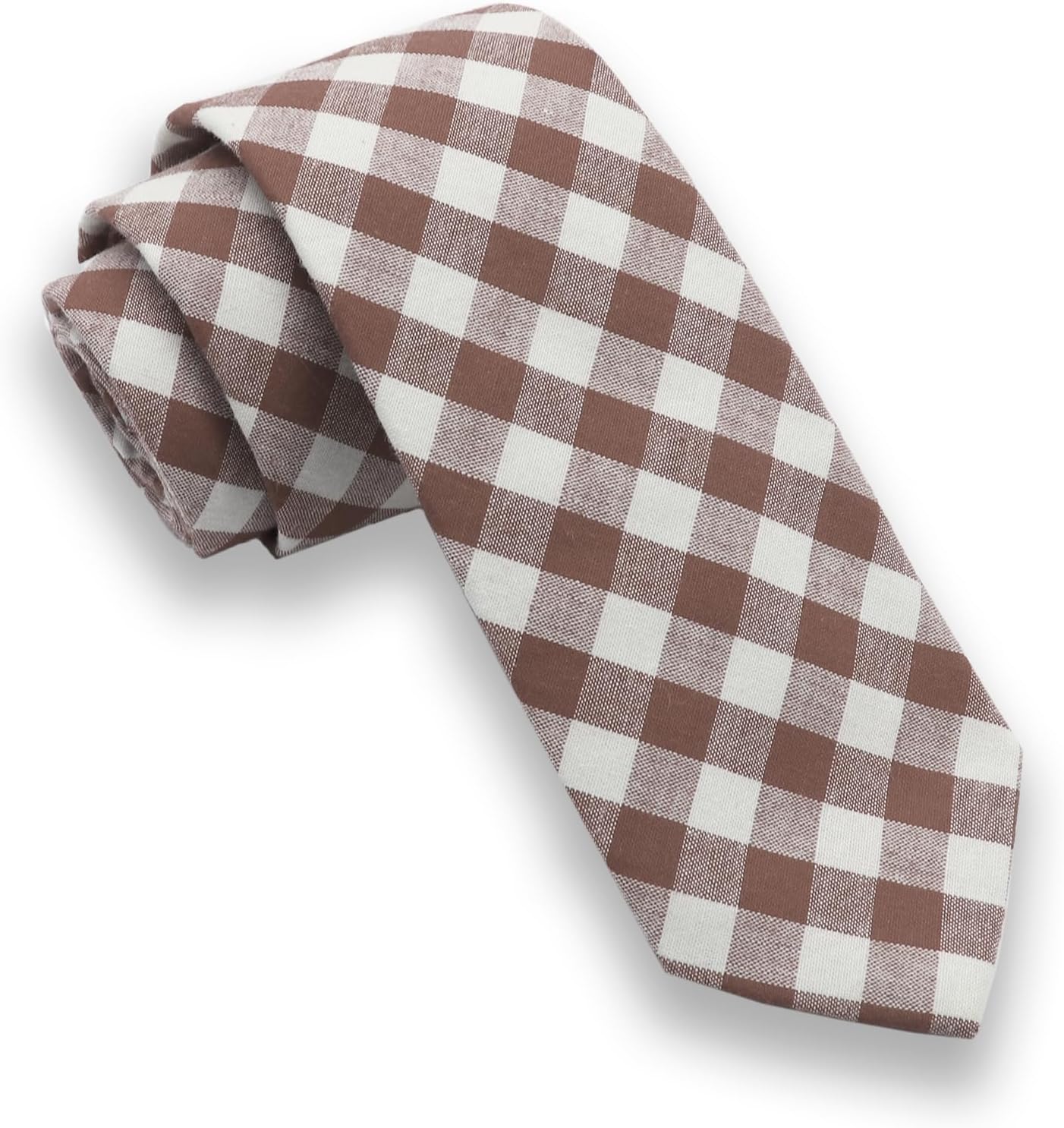 Plaid Ties for Men, Striped Mens Skinny Cotton Tie 2.36" Self-tie Necktie for Office Bussiness Party Daily