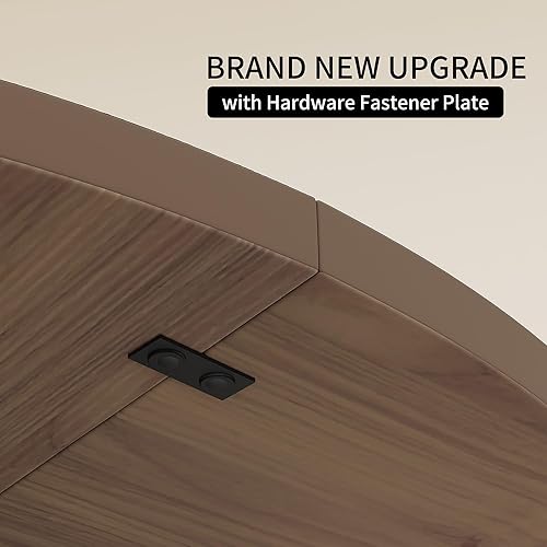 Miniatura 4 de Juego de mesa de comedor redonda de 47.2 pulgadas para 4 mesas de madera modernas con 4 sillas tapizadas de cuero, base de pedestal de metal, Mesa