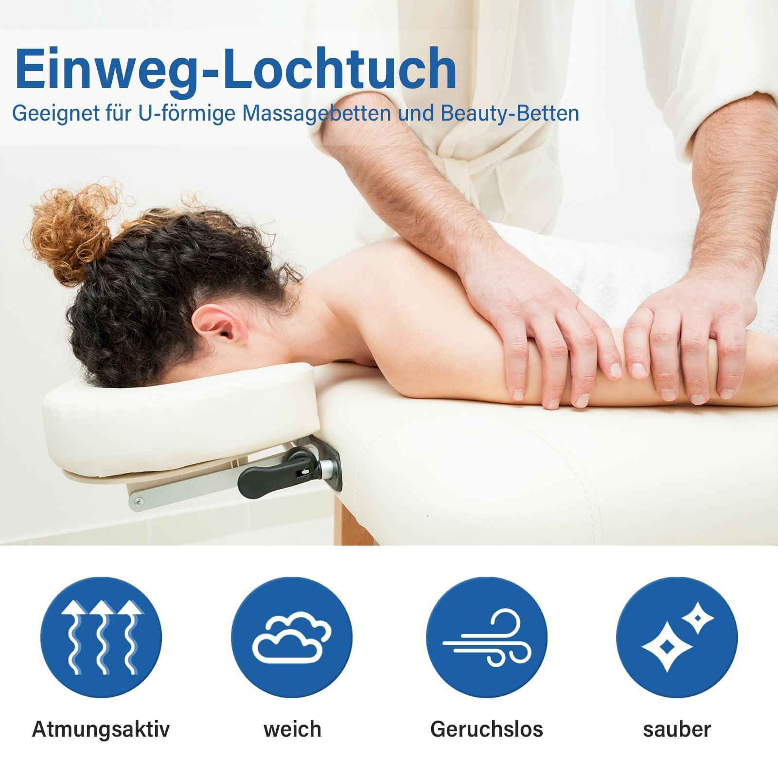 300 Stück Einweg Nasenschlitztücher Massageliege, Gesichtsauflagen für Kopfstützen bei Massagetischen, Massagebänken & Behandlungsliegen, Einweg Nasenschlitztücher für Massageliege Vlies