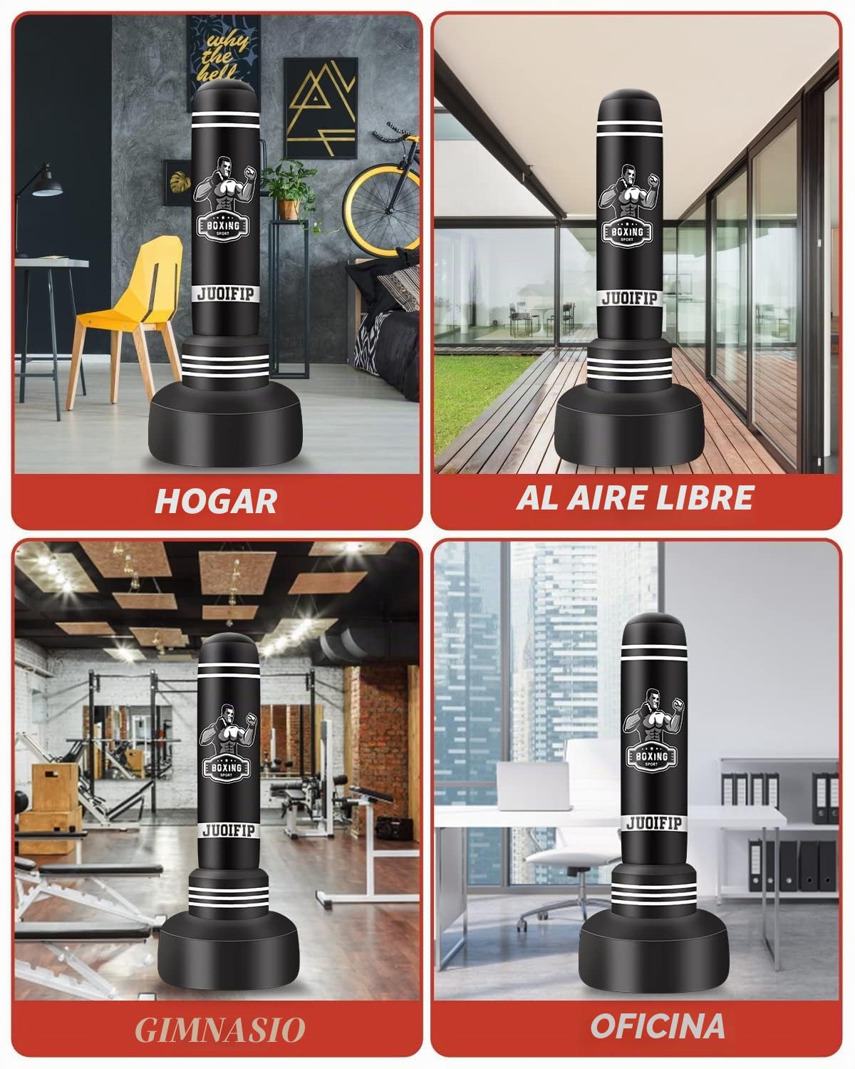 Saco de Boxeo de pie para Adultos - Saco Pesado de 175 cm con Soporte - Saco de Kickboxing Inflable para Hombres para Entrenamiento MMA Muay Thai Fitness
