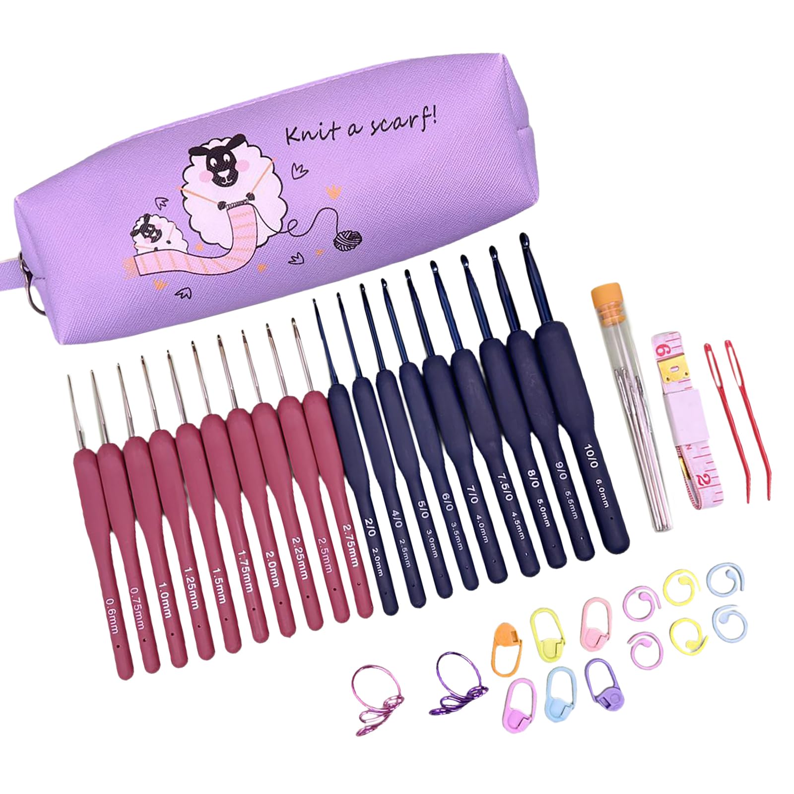 carotoe Hooks Set Ergonomical Crochet Needle 0.6mm to 6.0mm Crochet Kits Long  Knitting Needle Knitting Tool