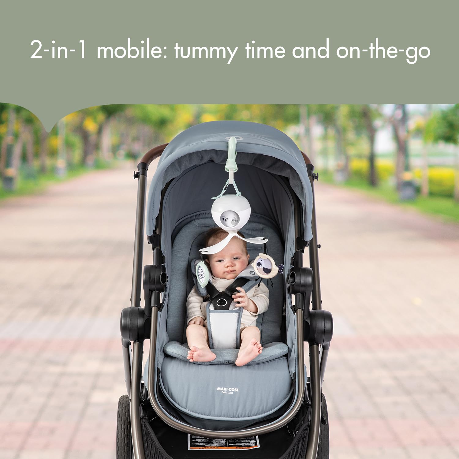 Tiny Love 2-in-1 Tummy Time Musical Mobile, Móvil musical 2 en 1 para el tiempo boca abajo, móvil giratorio de 360° con música y luces, 0 meses+, móvil portátil para carrito, Black & White Décor