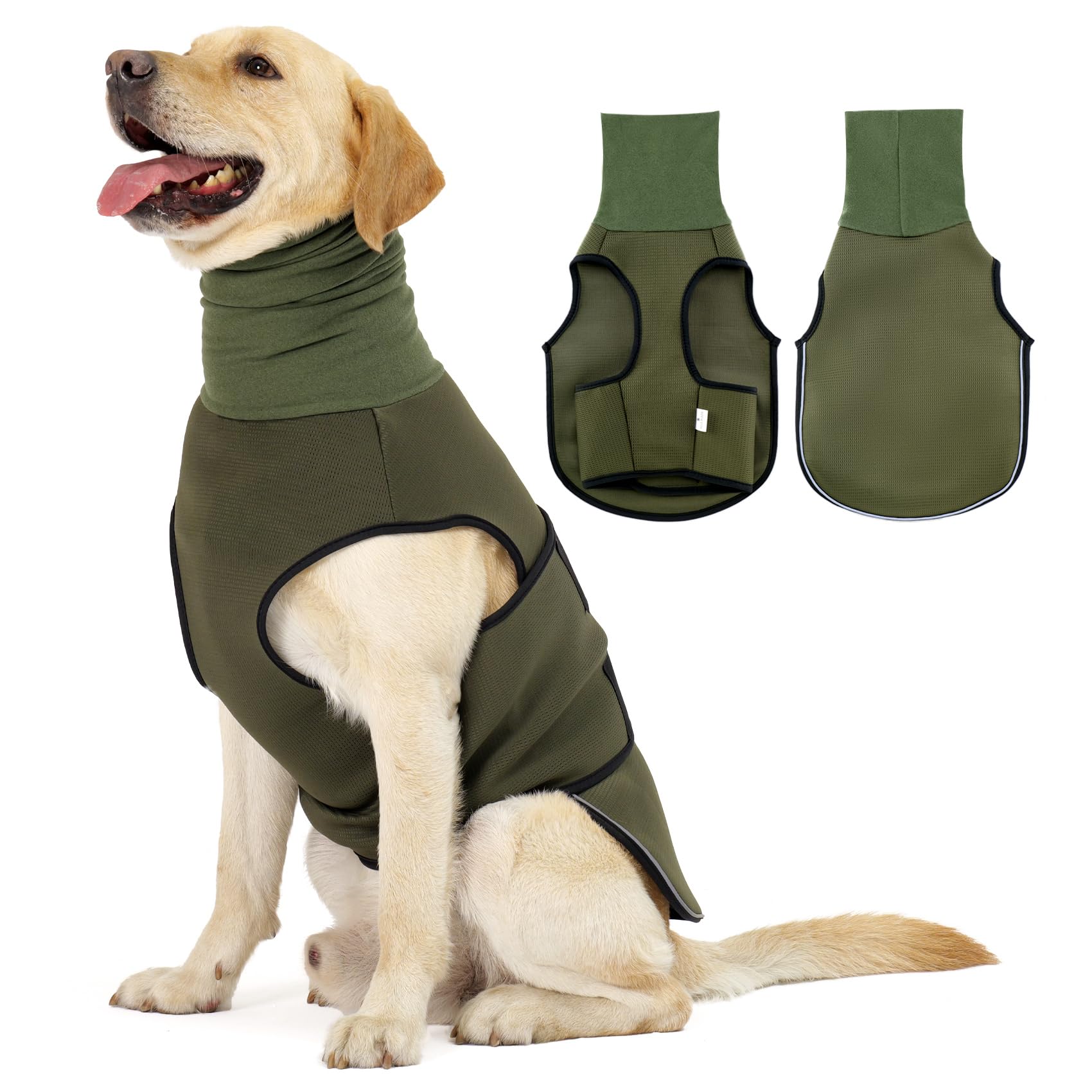 Dotoner giacca ansiolitica per cani,2-in-1cappotto calmante per cani con strisce riflessive e Cuffia con Orecchie per il Rumore,copertura ventre del mantello Anti-Ansia,Soccorso per lo Stress