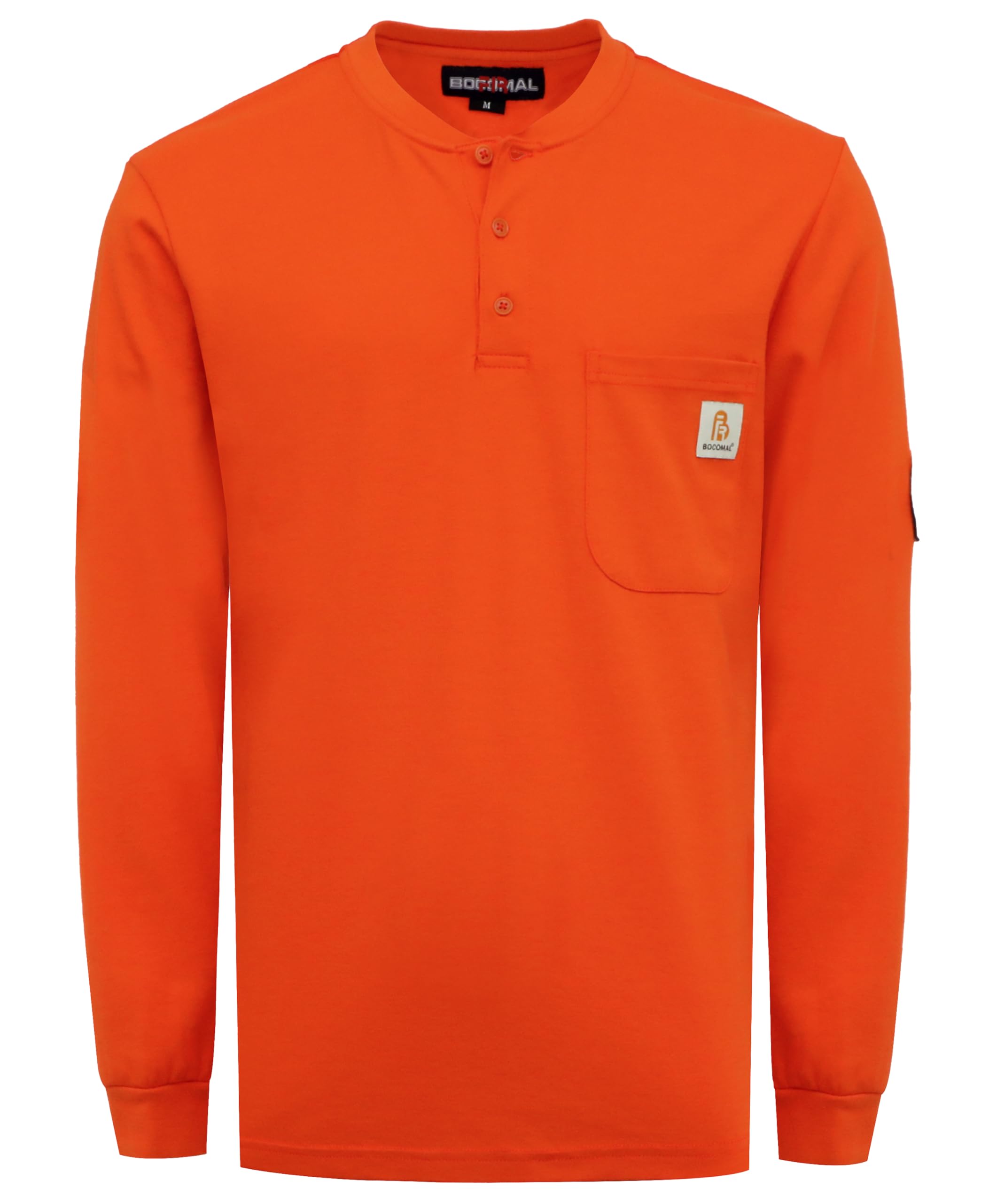 BOCOMAL FR Shirts Flame Resistant Shirt 5.5oz 100% Cotton Light Weight CAT2 Fire Retardant Henley Shirts
