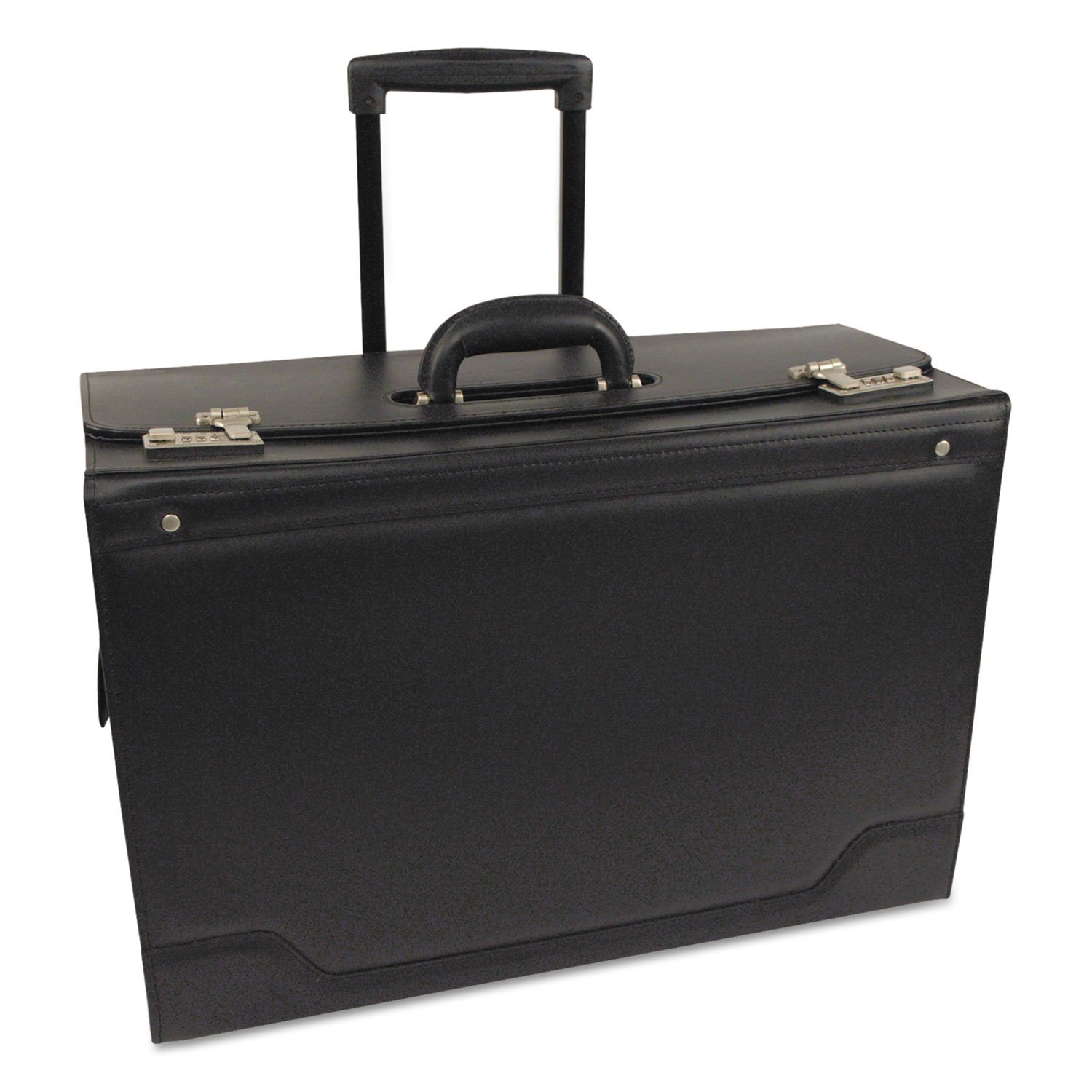 341626BLK Rolling Catalog Case Leather-Trimmed Tufide 21 3/4 x 15 1/2 x 9 3/4 Black