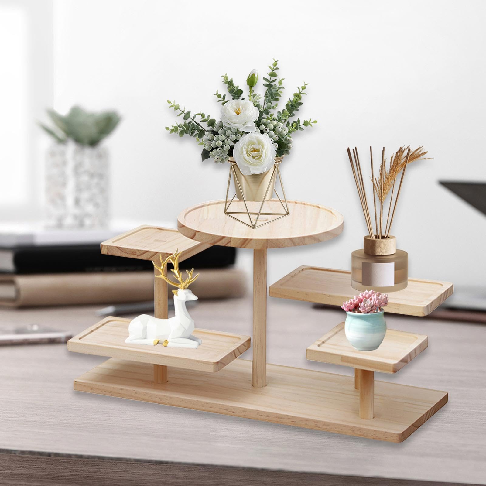 Soporte de Madera para Pasteles, Torre para Cupcakes, Soporte para Postres, Soporte de Varios Niveles para Cumpleaños Y Graduaciones, 38CM