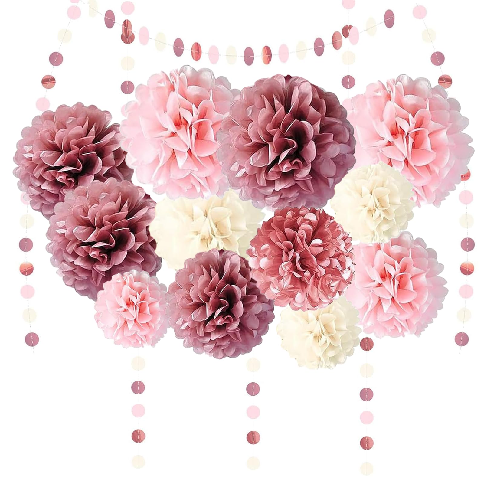 YBwanli 24 Stuks Zijdepapier Pompon - Roze Bruiloftsdecoratie, Lantaarn Voor Slaapkamer, Meisjes, Doop YBwanli 24 Stuks Zijdepapier Pompon - Roze Bruiloftsdecoratie, Lantaarn Voor Slaapkamer, Meisjes, Doop