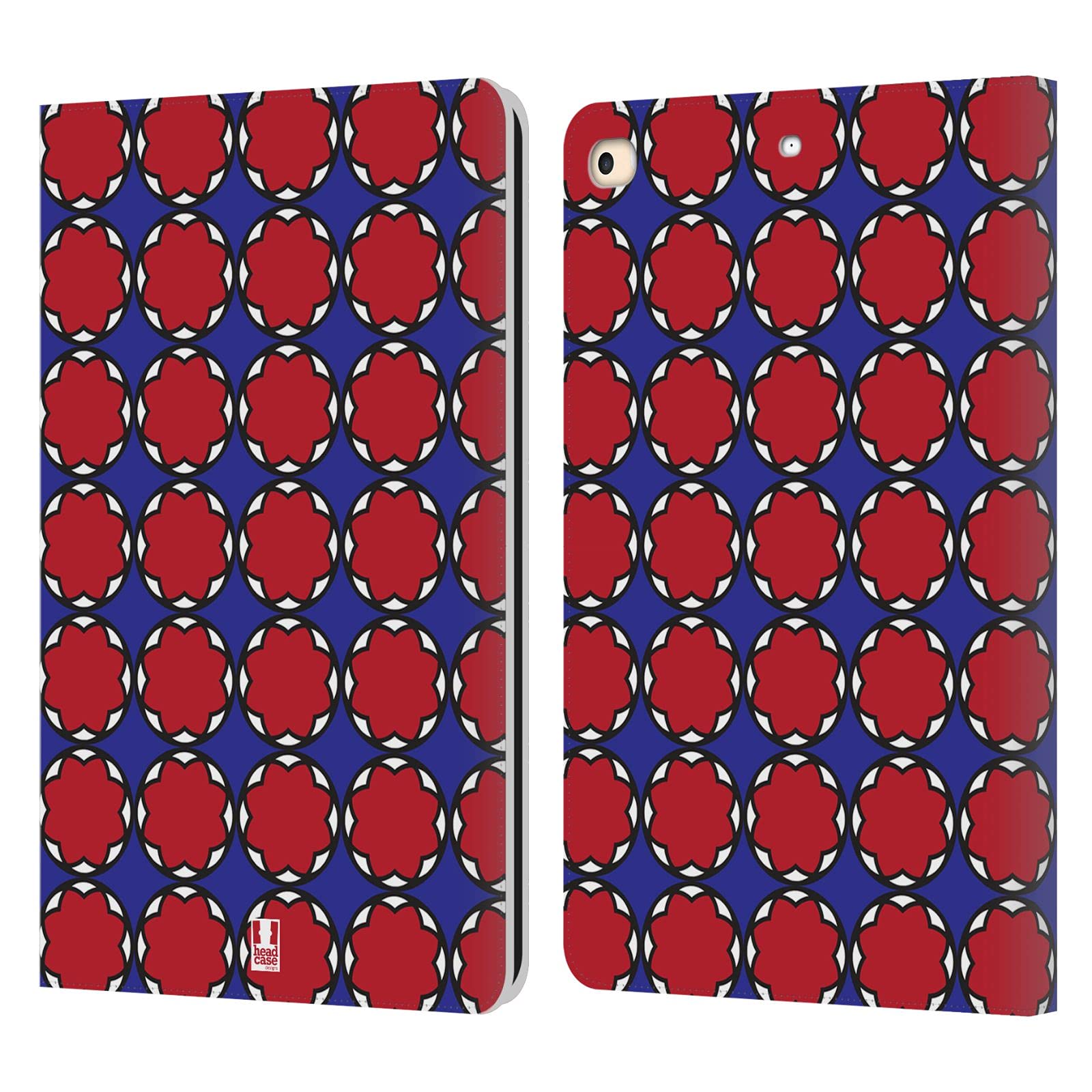 Coque portefeuille iPad 9.7 cuir Head Case Designs Rouge et Bleu Quatrefoil - 7