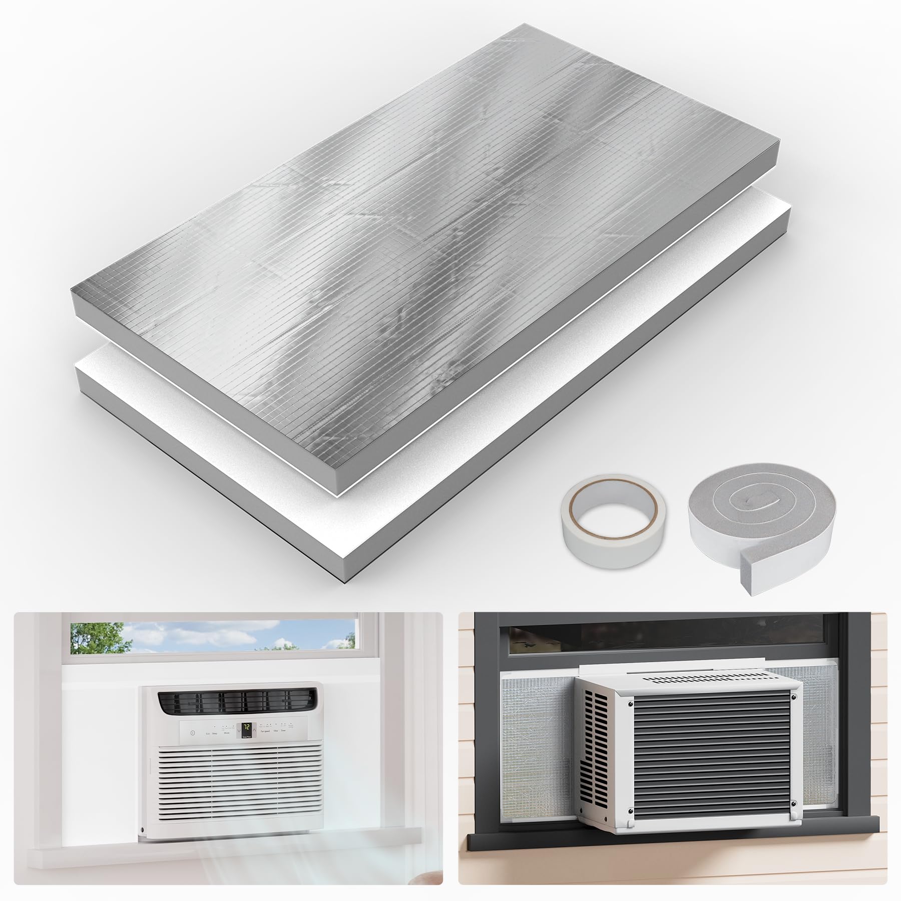 Flamorrow Window AC Insulated Foam Panels with Aluminum Foil Backing, Waterproof Window Air Conditioner Surround Insulation Panels Kit for Window AC