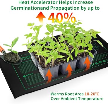 NAMOTEK Seedling Heat Mat, 10 x 20.75 Waterproof Plant Heating Mat, Warm Hydroponic Heating Pad for Indoor Home Gardening Seed Starter,Germination, Greenhouse