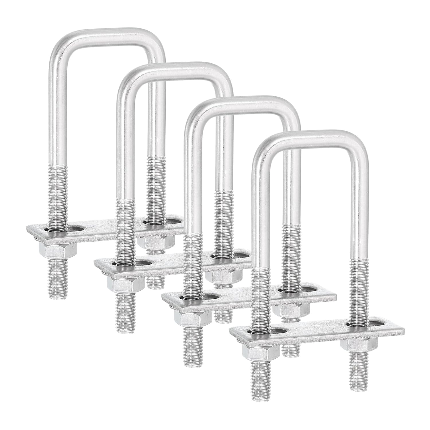 uxcell 4Sets 304 Stainless Steel Square U-Bolts, 1.26" (32mm) Inner Width 3.94" (100mm) Length M8 with Nuts, Frame Plate, Gasket for Automobiles Trailer, Ski Boat, Fishing Boat, Pipelines