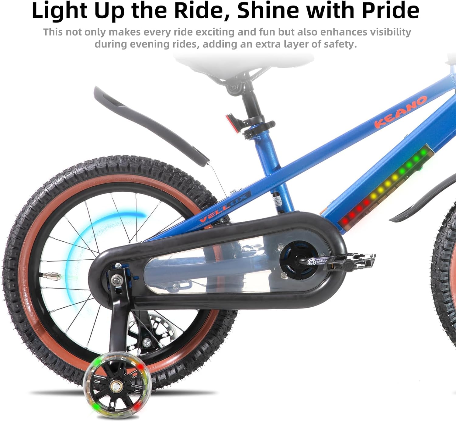 KEANO Vellux 16 Inch Kids Bike with Training Wheels Lightweight Aluminum Frame Boys Bikes Ages 5-8 Years Kids' Bicycle Blue