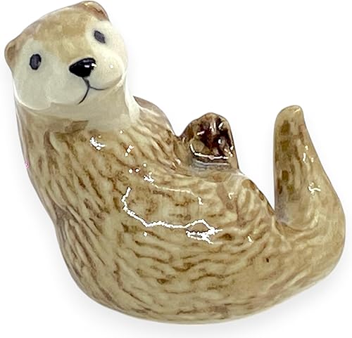 Miniatura 5 de WitnyStore Figura de cerámica de nutria de río euroasiática rizada de 1 pulgadas para decoración de terrario, estatua coleccionable para
