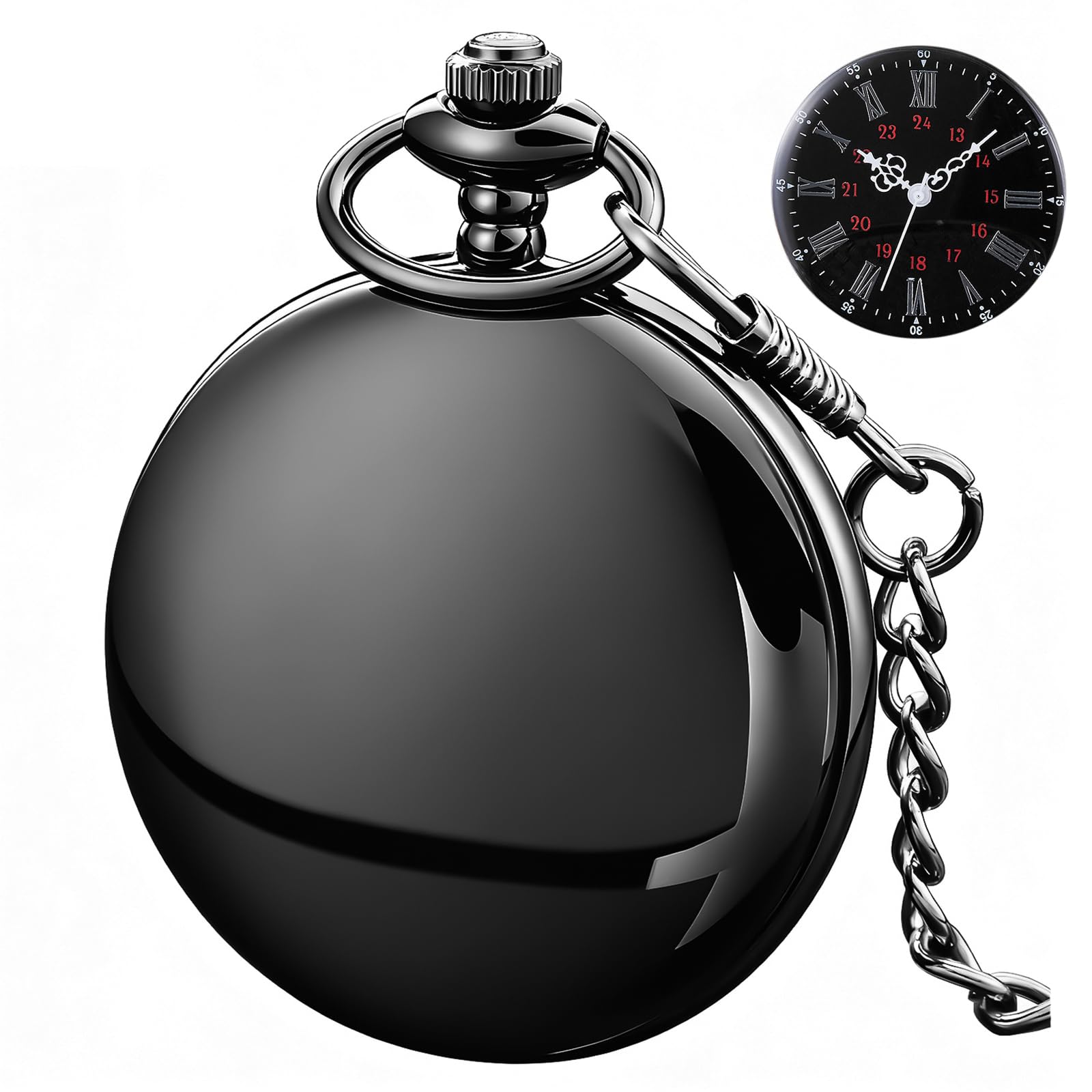 Smooth Pocket Watch,Personalized Pocket Watch,Customized Watches for Men,Engraved Pocket Watches for Father‘s Day with Chain