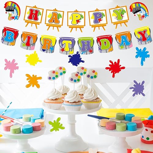 Vista 373 de Zwiebeco Decoración de fiesta de feliz cumpleaños, banderín, guirnalda de banderines, kit de abanico de papel para niños, Capitán América