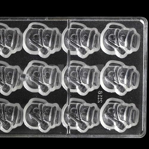 Miniatura 4 de Molde de chocolate de policarbonato transparente de 18 agujeros para Navidad, muñeco de nieve de Navidad, molde de fabricación de caramelos, moldes