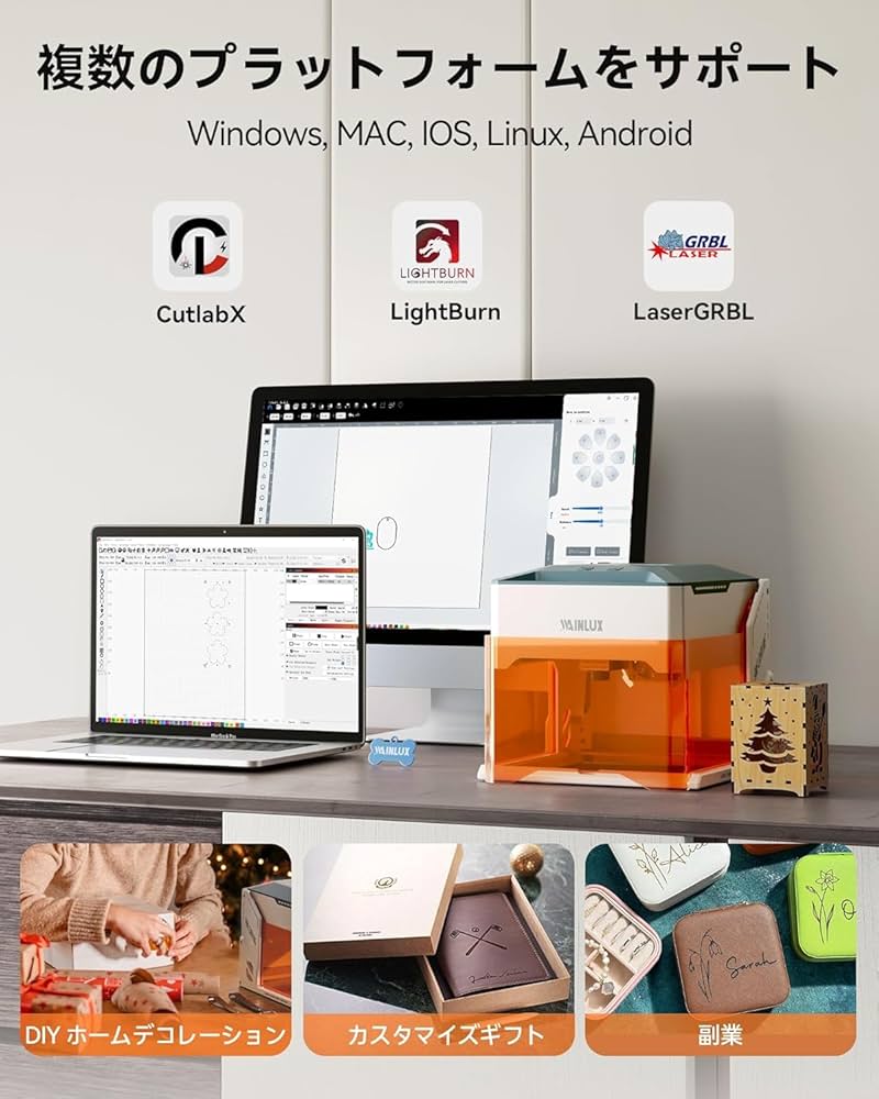 Amazon.co.jp: WAINLUX K10 3W レーザー刻印機、ミニレーザー彫刻機