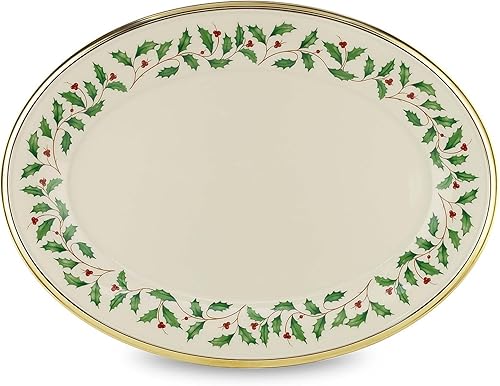 Lenox 146504450 Holiday Oval - Plato para servir de porcelana