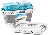 Vista 1 de Pop & Load Collapse & Store Juego de 2 cestas grandes de lavandería plegables delgadas de 25 pulgadas, cesta de almacenamiento y organización