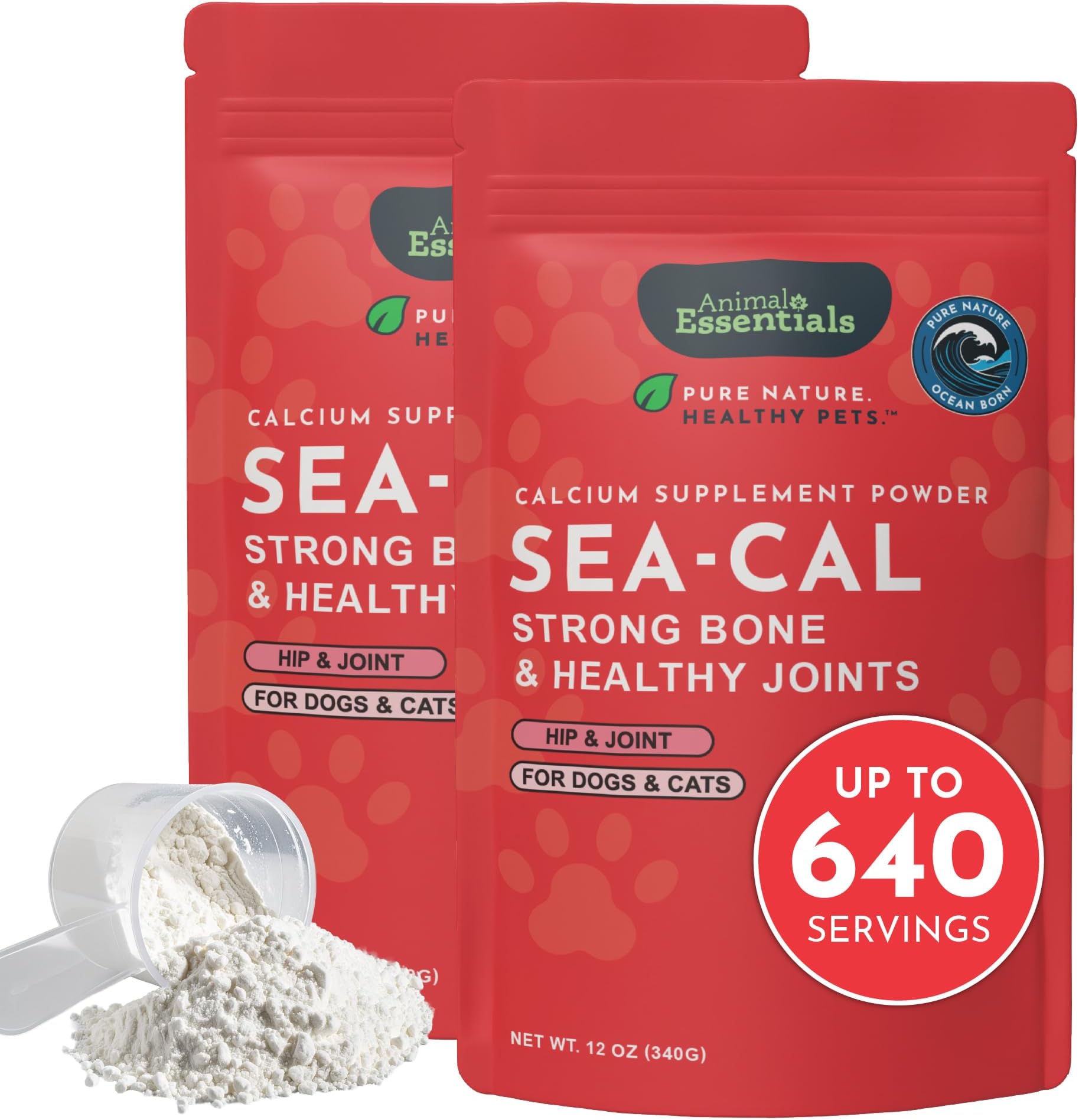 Seaweed Calcium Supplement for Dogs & Cats, 340 Grams (Pack of 2)